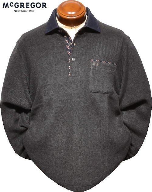 【ダークグレー XL】 マクレガー 長袖ポロシャツ メンズ 111614606 日本製 保温 起毛 長袖シャツ McGREGOR拍卖