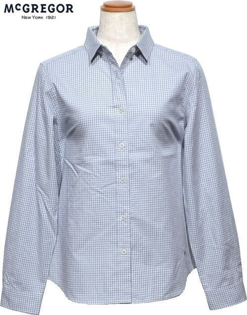 【スモークブルー L】 マクレガー 長袖シャツ レディース 311174605 家庭洗濯可 ギンガムチェック 長袖ブラウス McGREGOR拍卖