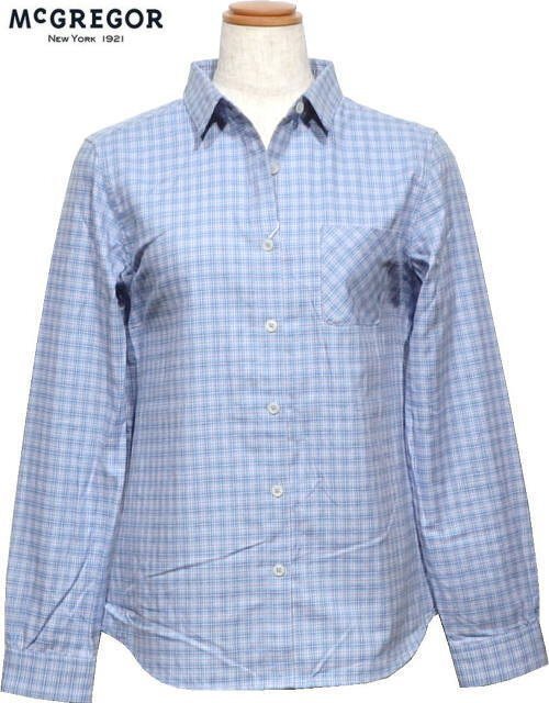 【ブルー L】 マックレガー 長袖シャツ レディース 311174606 家庭洗濯可 ブラウス McGREGOR拍卖