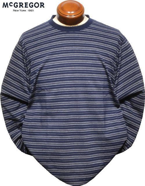 【ネイビー L】 マクレガー 長袖Tシャツ メンズ 111714103 抗菌加工 ロンT カットソー スウェットシャツ McGREGOR拍卖