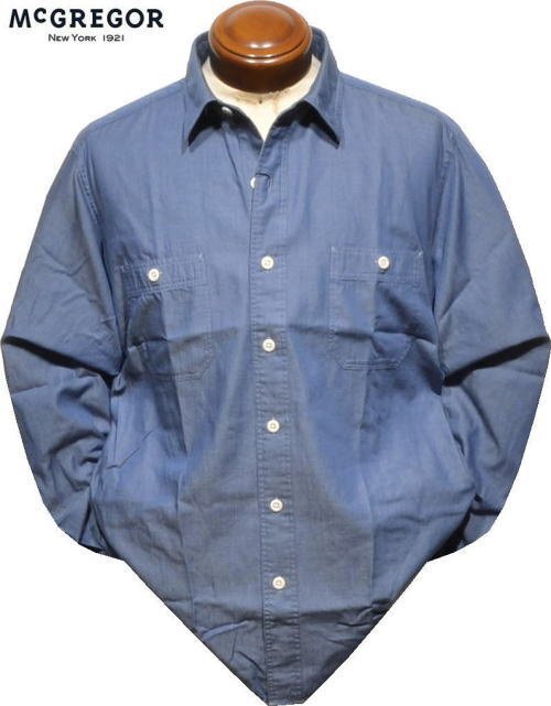 【ネイビー L】 マクレガー 長袖シャツ メンズ 111174104 手洗い可 カジュアルシャツ McGREGOR拍卖