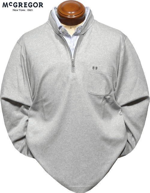 【グレー M】 マクレガー トレーナー メンズ 111614103 手洗い可 フェイクレイヤード スウェットシャツ 長袖ポロシャツ拍卖