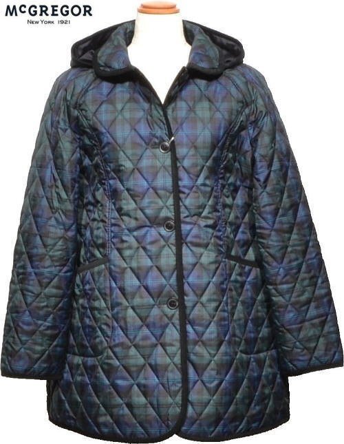 【グリーン紺 L】 マクレガー レディース ハーフコート 311134601 撥水 中綿入りハーフコート キルティングジャケット キルティングコート拍卖