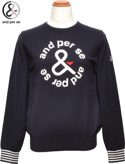 【ネイビー L】 アンパスィ セーター レディース AFF2334A7 家庭洗濯可 吸湿発熱 アンパシー クルーネック ニット ウォッシャブルセーター拍卖