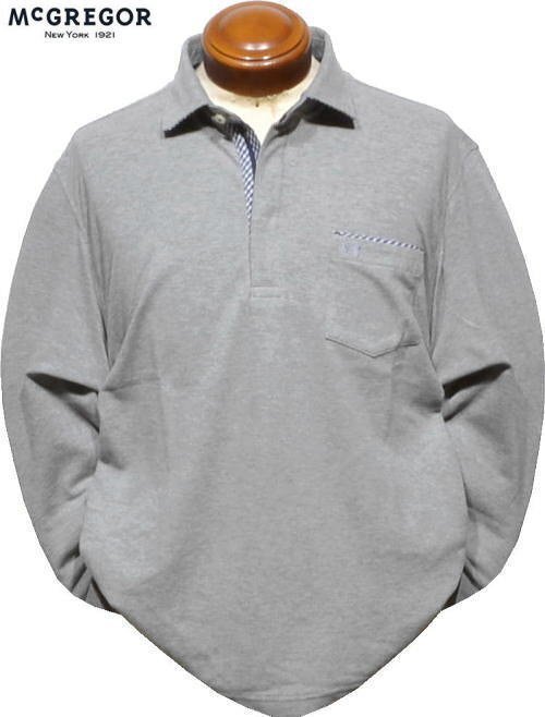 【グレー M】 マクレガー 長袖ポロシャツ メンズ 111614601 ストレッチ 長袖シャツ McGREGOR拍卖