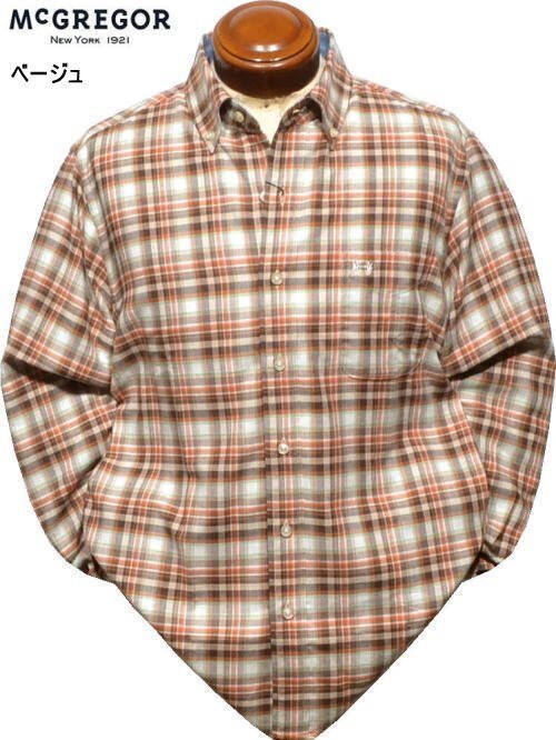 【ベージュ M】 マクレガー ボタンダウン長袖シャツ メンズ 111174612 ライクラ しなやかストレッチ 起毛 長袖シャツ McGREGOR拍卖