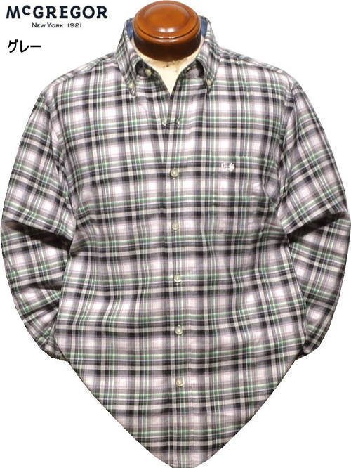 【グレー L】 マクレガー ボタンダウン長袖シャツ メンズ 111174612 ライクラ しなやかストレッチ 起毛 長袖シャツ McGREGOR拍卖
