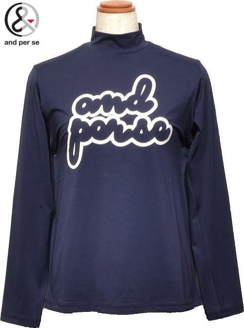 【ネイビー L】 アンパスィ 長袖ハイネックシャツ レディース AFF9204V4 吸汗速乾 UVカット アンパシー 長袖モックネックシャツ 長袖シャツ拍卖