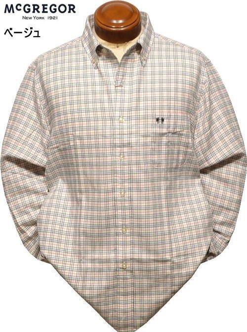 【ベージュ M】 マックレガー ボタンダウン長袖シャツ メンズ 111174901 微起毛 長袖シャツ McGREGOR拍卖