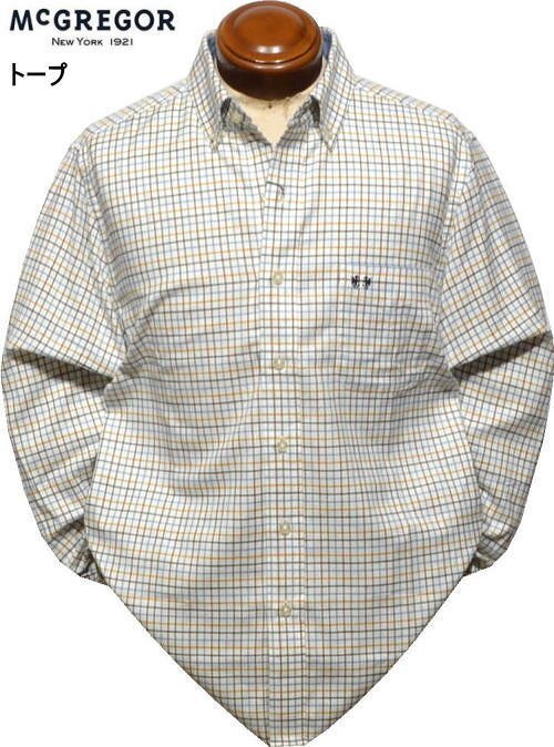 【トープ L】 マクレガー メンズ ボタンダウン長袖シャツ 111174613 ライクラ しなやかストレッチ 起毛 長袖シャツ McGREGOR拍卖
