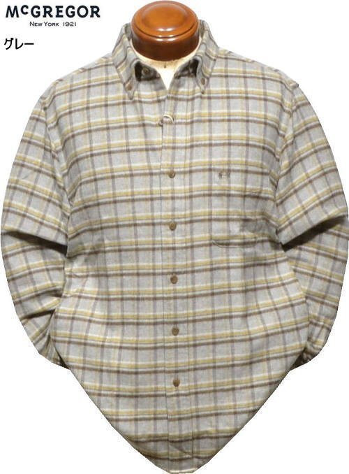【グレー L】 マクレガー ボタンダウン長袖シャツ メンズ 111173619 起毛 長袖シャツ ネルシャツ McGREGOR拍卖