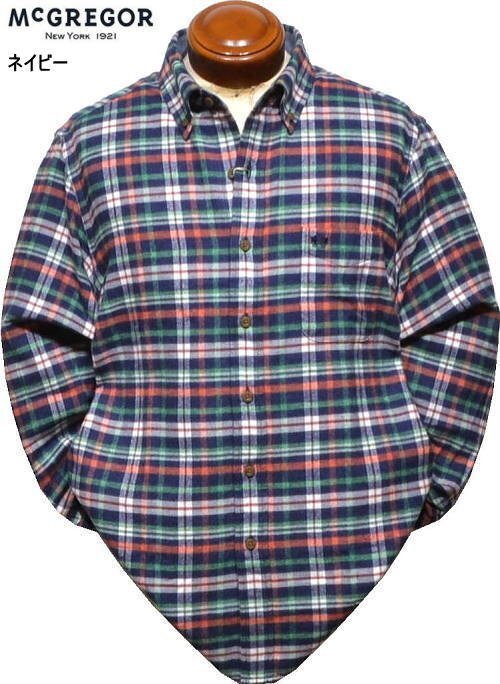 【ネイビー XL】 マクレガー ボタンダウン長袖シャツ メンズ 111174616 起毛 長袖シャツ ネルシャツ 秋冬 McGREGOR拍卖
