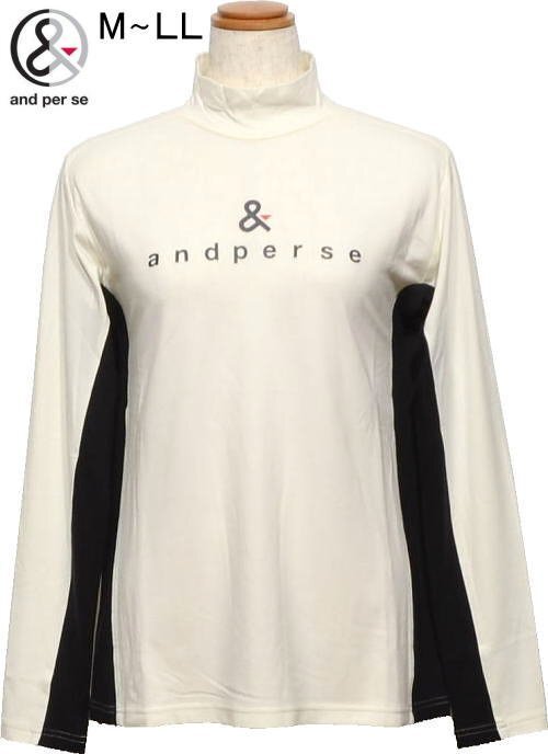 【ホワイト L】 アンパスィ ハイネック長袖シャツ レディース AFF9234W5 吸湿発熱 アンパシー モックネック長袖シャツ 長袖ポロシャツ拍卖