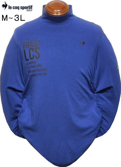 【ダークブルー LL】 ルコックゴルフ モックネック長袖シャツ メンズ LG4FLS56M ストレッチフォーサー 裏起毛 保温 ハイネックカットソー拍卖