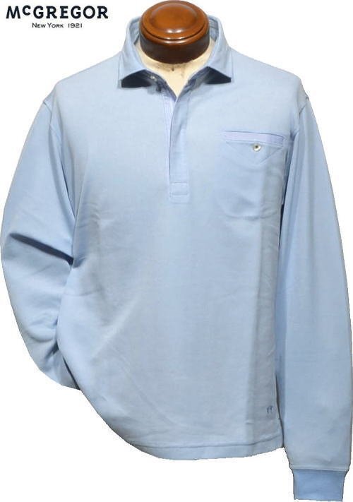 【スモークブルー XL】 マックレガー 長袖ポロシャツ メンズ 111614105 吸汗速乾 長袖シャツ McGREGOR拍卖