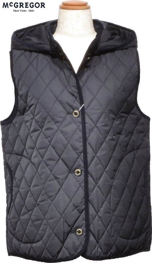 【ネイビー L】 マクレガー 中綿入りベスト レディース 311103601 撥水加工 中綿入り アウターベスト ベスト フード取り外し可 McGREGOR拍卖