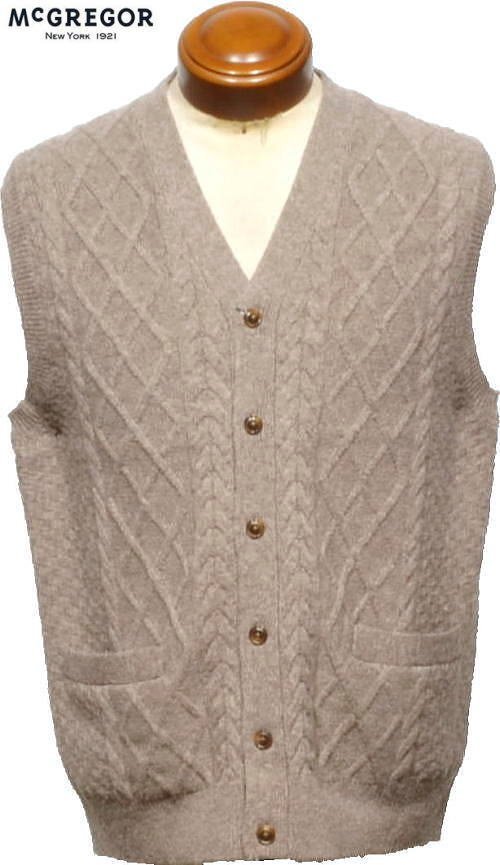 【モカブラウン LL】 マクレガー 前開きニットベスト メンズ 111893602 手洗い可 ニットベスト ベスト ニットジレ ジレ McGREGOR拍卖