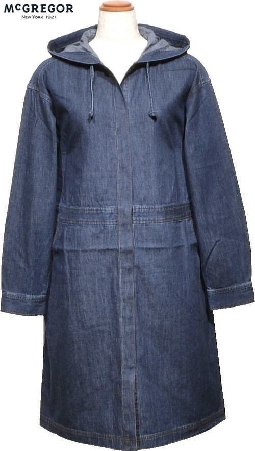 【インディゴ L】 マクレガー フーデットデニムワンピース レディス 311264602 手洗い可 ジャケット アウター ハーフコート 春秋 McGREGOR拍卖