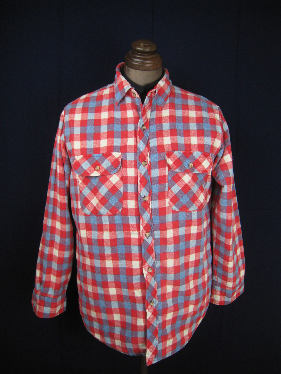 Outdoor Exchange 80's ビンテージ 長袖 キルティング ネルシャツ チェック柄 M No.1052拍卖