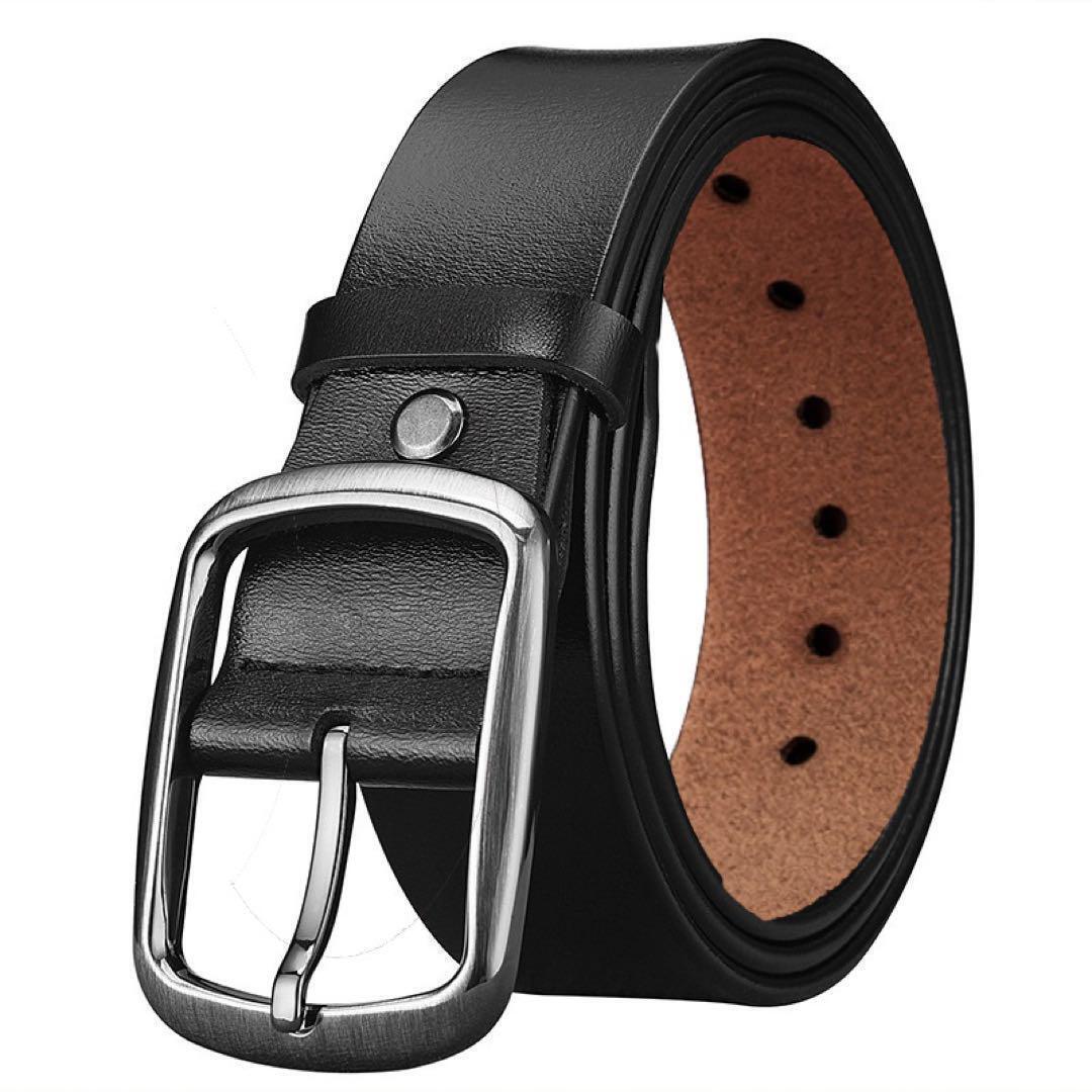 メンズベルト ブラック 黒 ビジネス カジュアル シンプル レザー MBC302拍卖