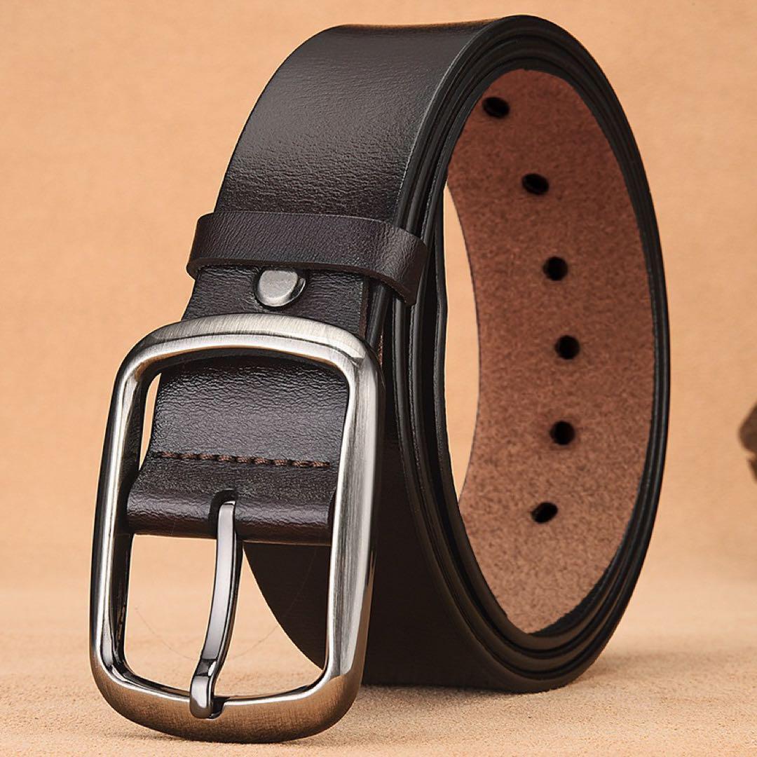 メンズベルト ブラウン 茶 ビジネス カジュアル シンプル レザー M8C303拍卖