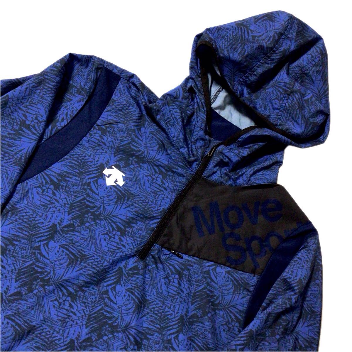 DESCENTE MOVE SPORT/デサントムーブスポーツ☆ウインドブレーカー☆ハーフジップ/総柄/軽量/ジャケット/ジャージ/ランニング/青×黒/M拍卖