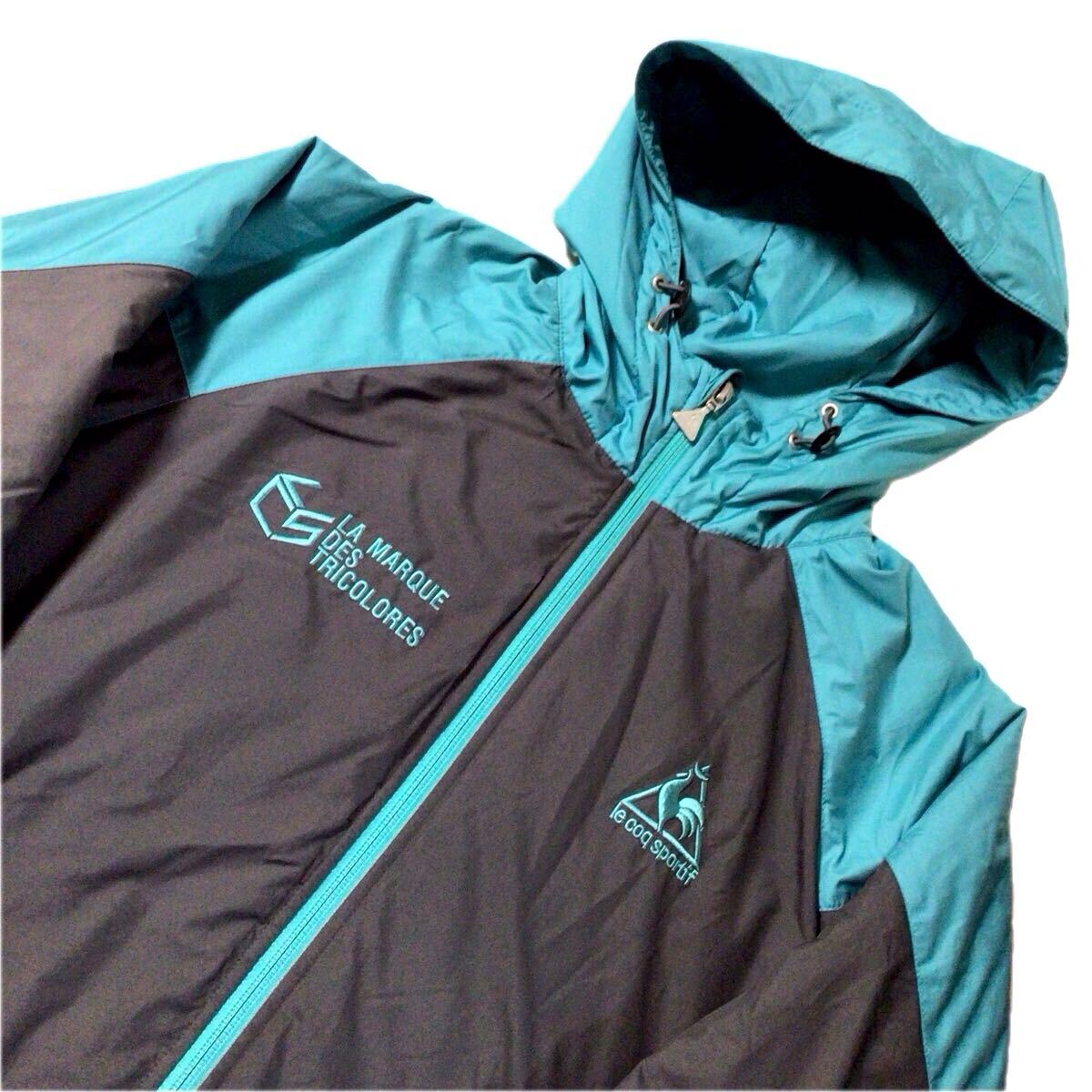 美品☆ルコック/ゴルフ☆ウインドブレーカー☆中綿/防寒/ジャケット/ゴルフウェア/灰×青/L拍卖