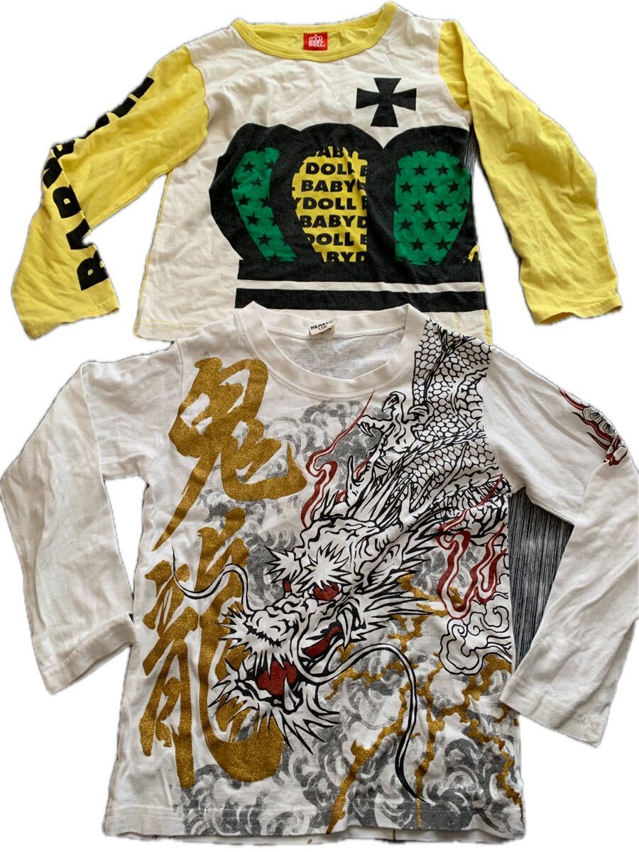 ベビードール 龍 長袖 130cm 2枚セット 和柄 BABY DOLL Tシャツ プリント トップス 刺繍 男の子 男児 男子 キッズ 子ども ジュニア拍卖