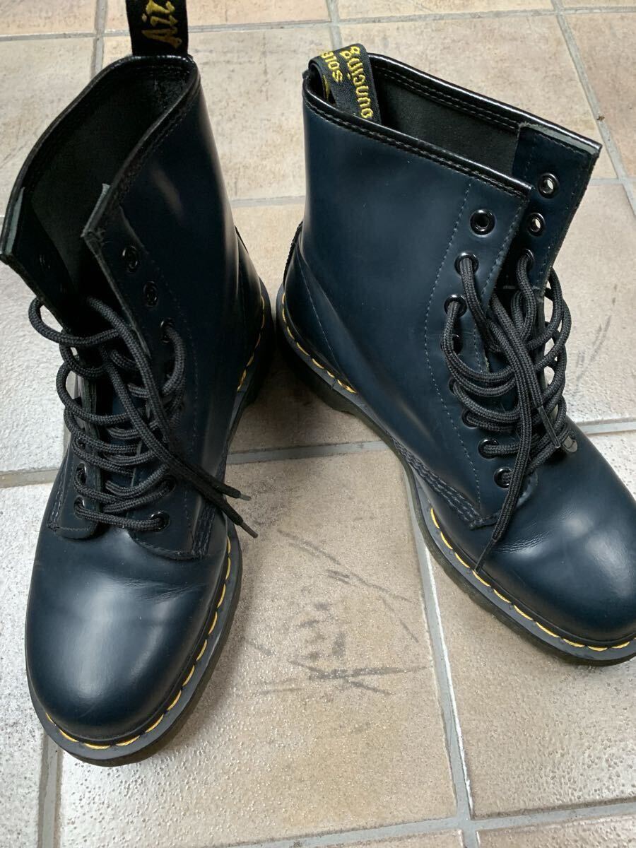 格安1000円スタート 売り切り ドクターマーチン ネイビー ブーツ 革靴 UK7拍卖