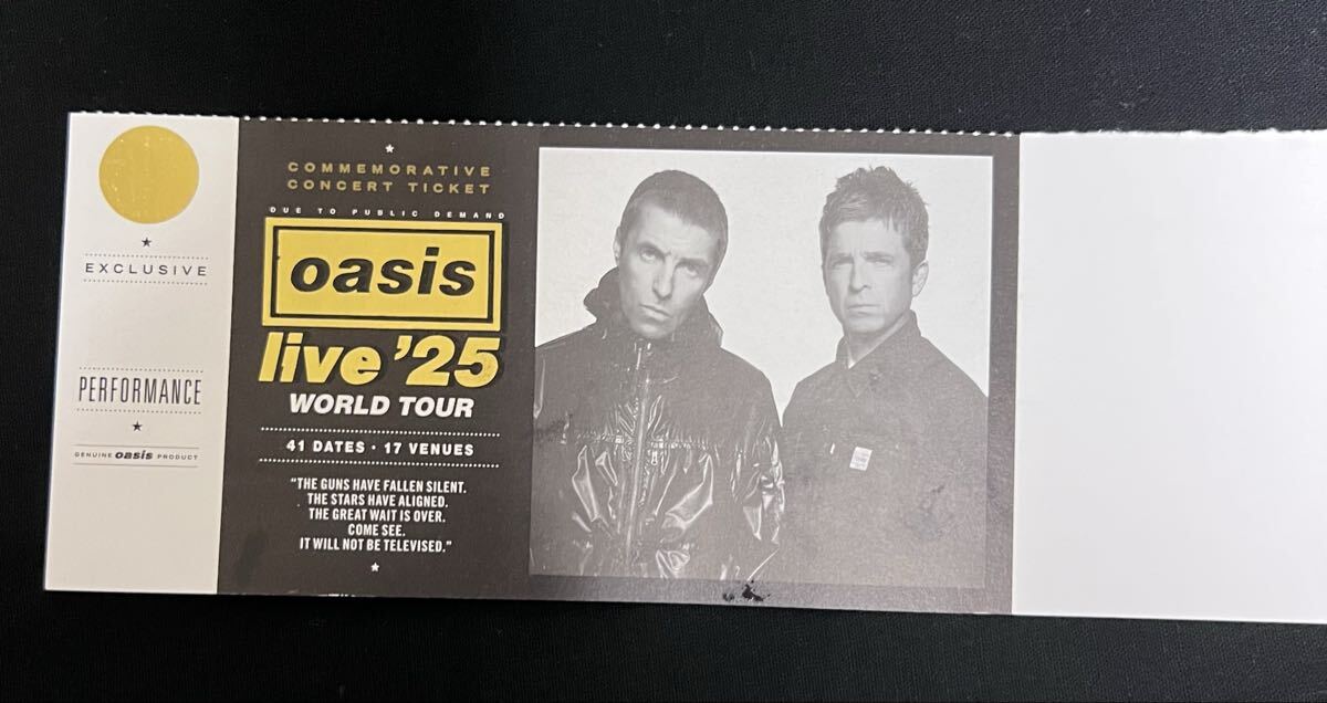【記念チケット】oasis/live ‘25/world tour/Souvenir Ticket/Ticket Master/オアシス/スーヴニール・チケット/UKツアー拍卖