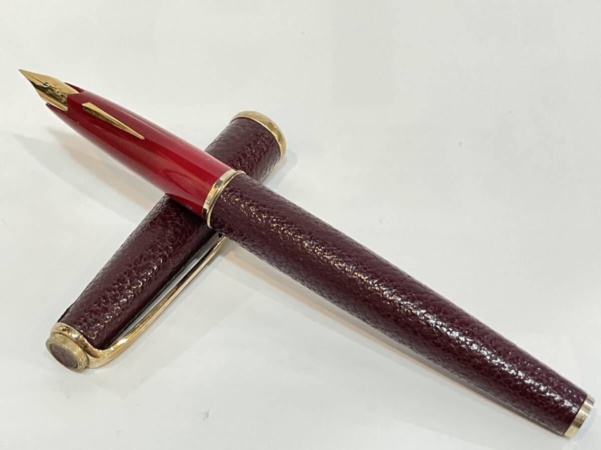 〇  PLATINUM プラチナ 18 万年筆 ペン先18K 刻印 18金 ワインレッド 使用済中古品拍卖