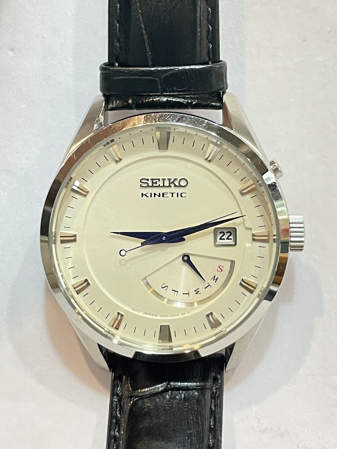 〇 SEIKO セイコー KINETIC キネティック 5M84-0AB0 930710 デイデイト 自動巻き 裏スケ 腕時計 稼働品 要メンテ 状態良好拍卖