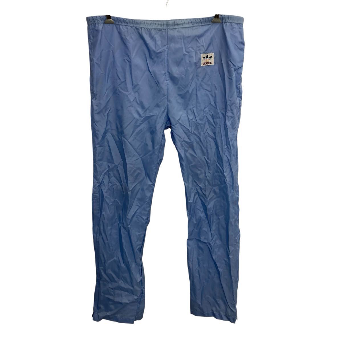 adidas ジャージパンツ L ライトブルー アディダス イージーパンツ ナイロン スポーティ 裾ジップ ウエストロープ 2510-247拍卖