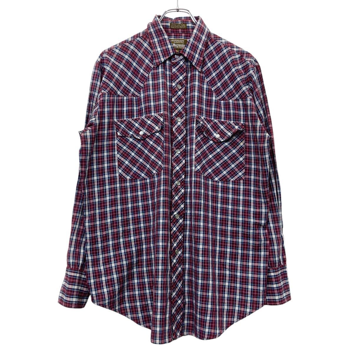 OUTLAW 長袖 チェックシャツ L ワインレッドなど アウトロー ウエスタンシャツ 春物 秋物 a710-5718拍卖