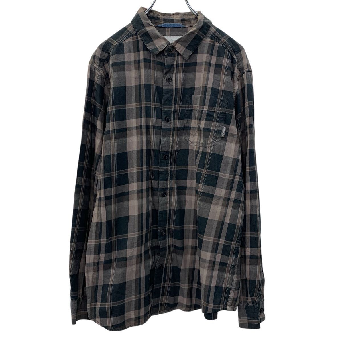 Columbia 長袖 チェックシャツ M ブラウン マルチカラー コロンビア ボタン 胸ポケット コットン100% チェック柄 シンプル 春物 a710-5805拍卖