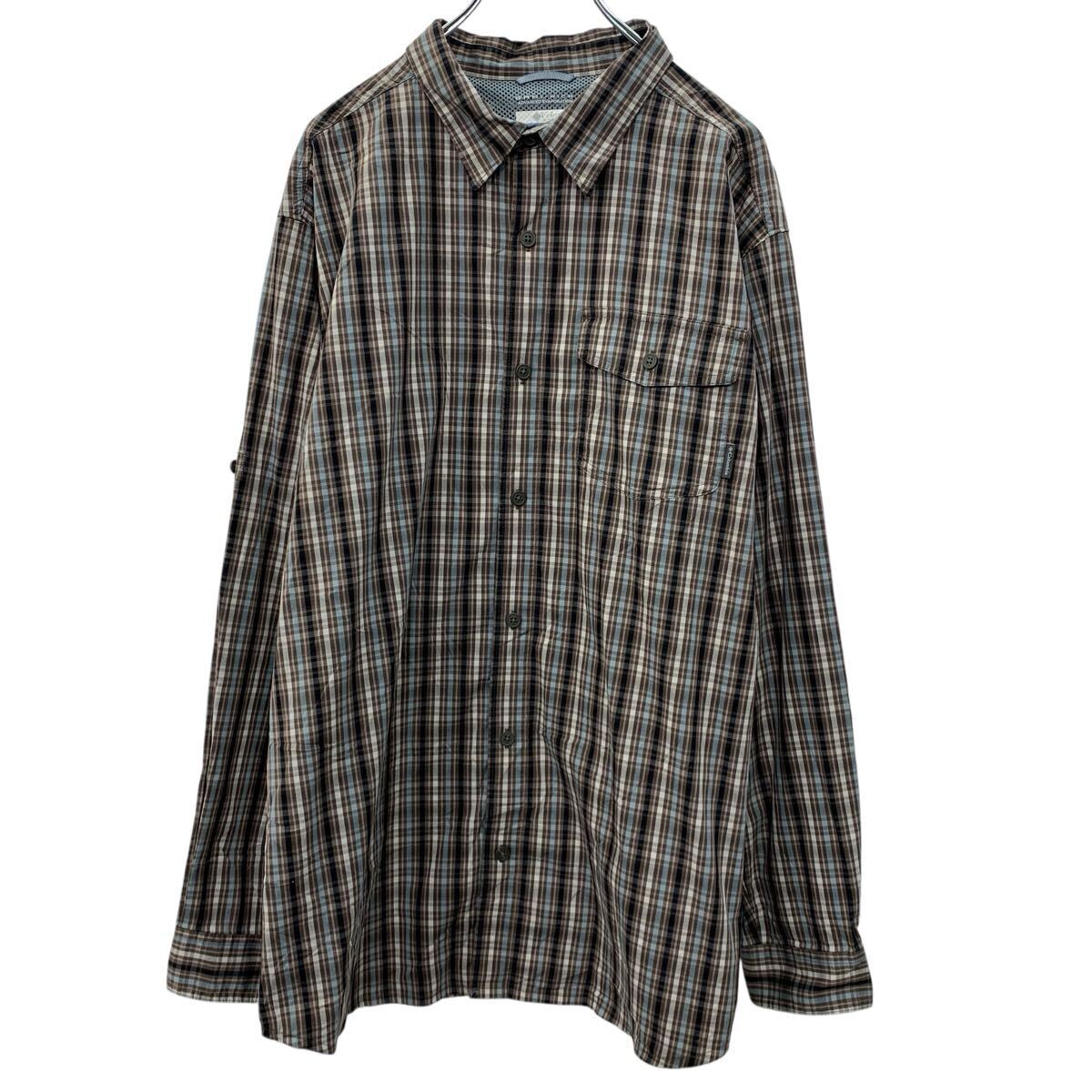 Columbia 長袖 チェックシャツ XL ブラウン マルチカラー コロンビア ボタン 胸ポケット オムニーウィック チェック柄 春物 a710-5806拍卖