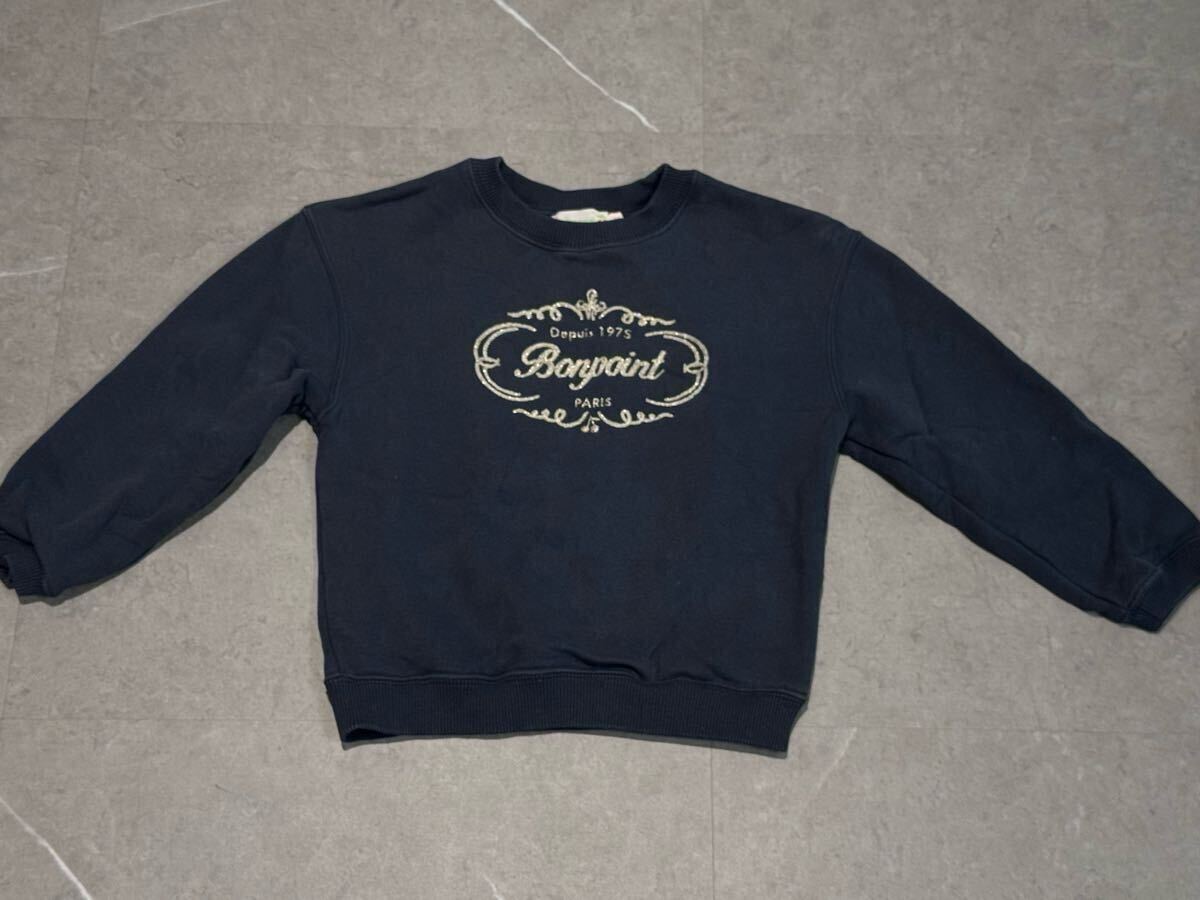 ★BONPOINT ボンポワン ロゴ入りスウェット トレーナー ネイビー 6A★拍卖