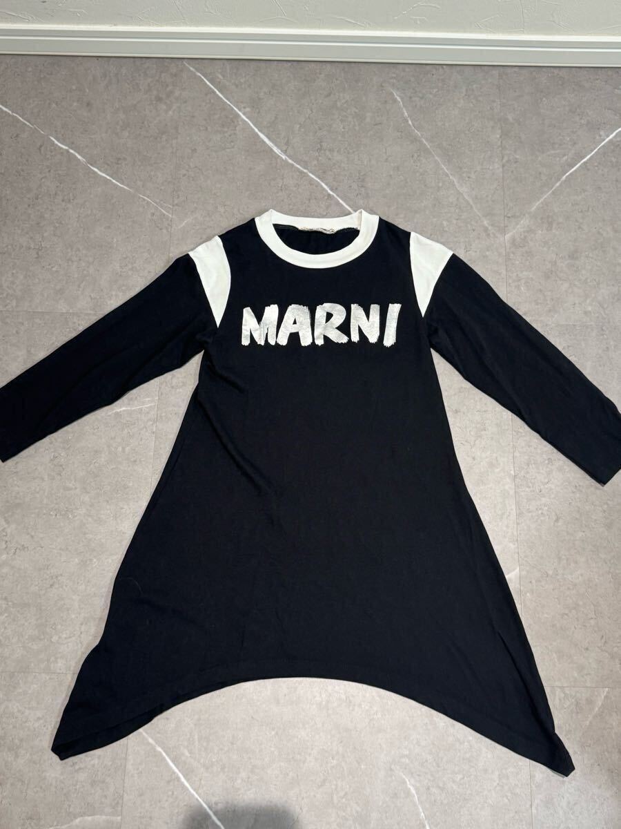 ★ MARNI マルニキッズ カットソーワンピース ブラック ロゴ入り お洒落 可愛い 6才サイズ★拍卖