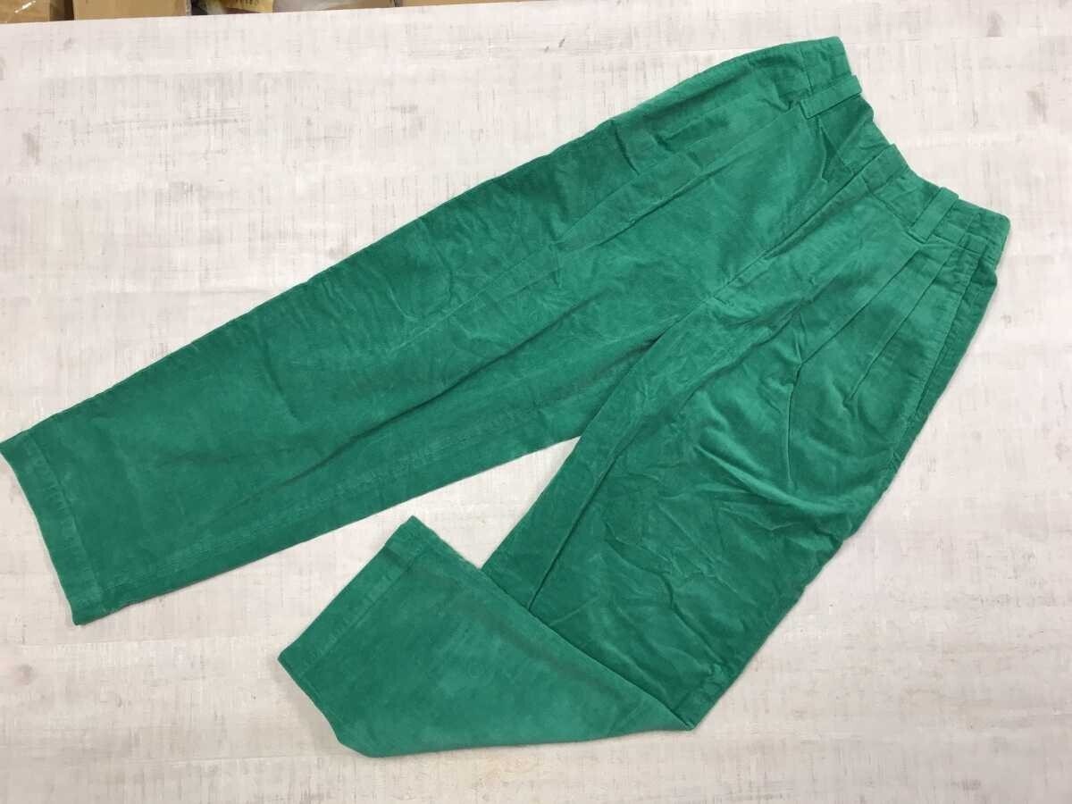 新品タグ付き ユニクロ マルニ コラボ UNIQLO and MARNI きれいめ ワイド コーデュロイ タック パンツ ボトムス レディース 綿混合 M 緑拍卖