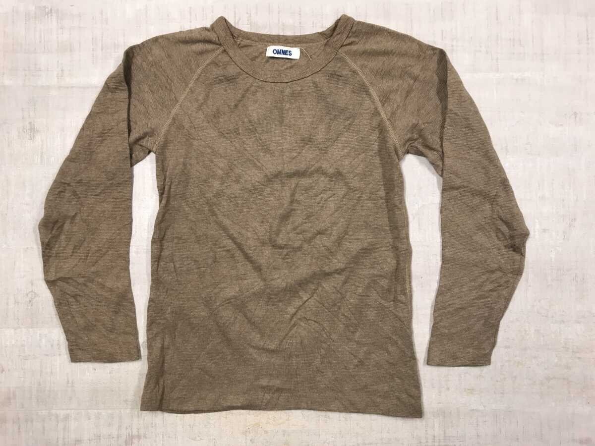 オムネス OMNES アメカジ フライス ニット ラグランスリーブ クルーネック 六分袖 長袖Tシャツ トップス インナー レディース 1 キャメル拍卖