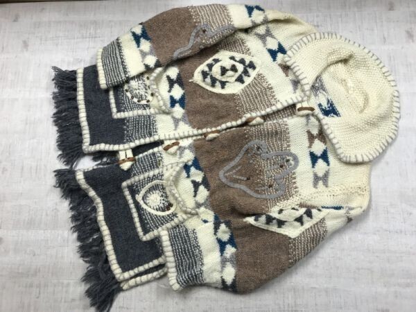 coral reef フリンジ エスニック ネイティブ メキシカン ヒッピー ジャガード ローゲージ トグルボタン ニット カーディガン レディース 白拍卖