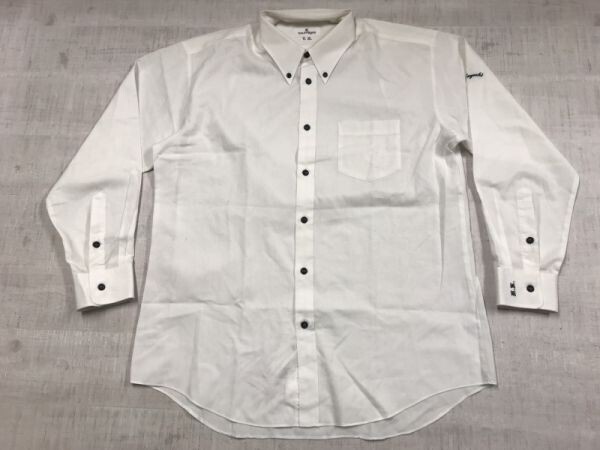 クレージュ courreges レトロ モード トラッド 古着 シャドーボタニカル総柄 ボタンダウン 長袖ドレスシャツ メンズ 白拍卖