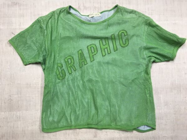 シティガイ CITY GUY ストリート サーフ ギャル 00s メッシュネット レイヤード トリム 半袖Tシャツ トップス レディース 日本製 M 緑拍卖
