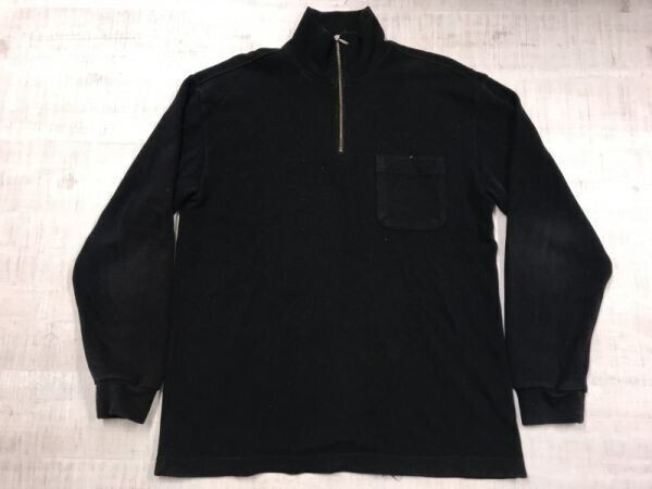 CINZIA FERRI UOMO トラッド レトロ モード 古着 胸ポケット付き ハーフジップ ニット セーター メンズ 黒拍卖