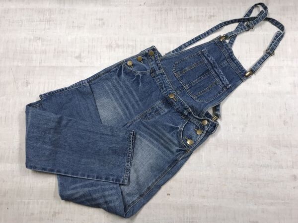 candy アメカジ ワーク カントリー MORI-KEI サロペット オーバーオール デニム パンツ ジーンズ ボトムス レディース 綿100% S 青拍卖