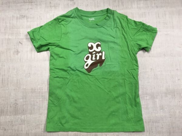 エックスガール X-girl レトロ サーフ 平成 00s 裏原 ストリート ロゴプリント 半袖Tシャツ トップス レディース コットン100% 1 緑拍卖