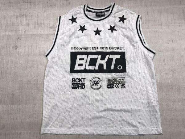 BUCKeT バケット スポーツ ストリート 韓国ストリート スケート バスケットボール メッシュ タンクトップ トップス メンズ M 白拍卖