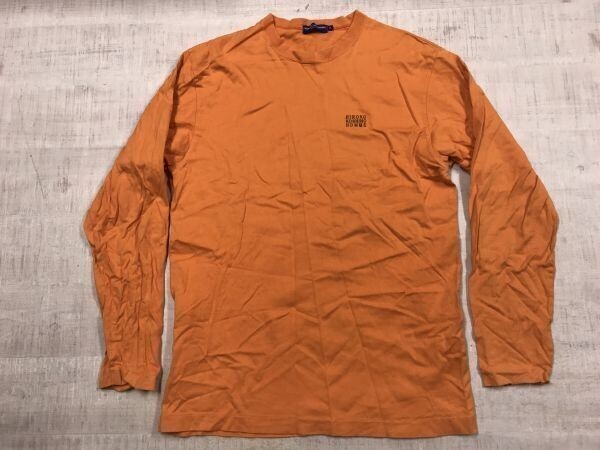 HIROKO KOSHINO HOMME ヒロココシノ オム オールド レトロ ロンT 長袖Tシャツ カットソー メンズ ロゴ刺繍 綿100% LL オレンジ拍卖