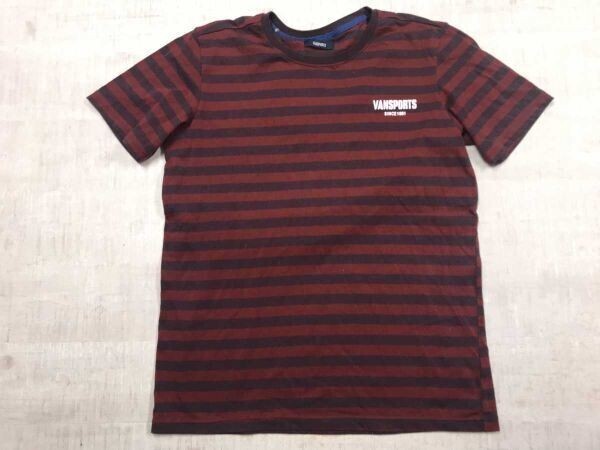 VAN SORTS バンスポーツ アメトラ アイビー アメカジ ゴルフ GOLF ロゴプリント ボーダー 半袖Tシャツ カットソー メンズ L エンジ拍卖