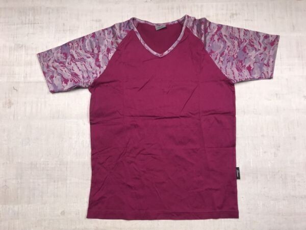 ティノラス Tenoras トラッド ラグジュアリー ネオお兄系 古着 迷彩カモフラ 柄切替 半袖ラグランTシャツ メンズ 日本製 コットン100% M 紫拍卖